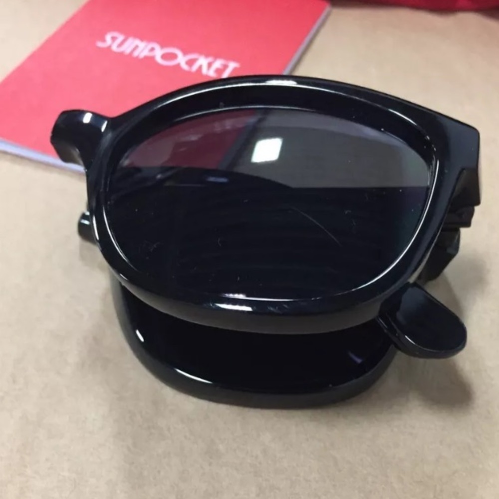 3 PAIRS NWB SUNPOCKET FOLDING SUNGLASSES TONGA SHINY BLACK unisex NEW SUMMER